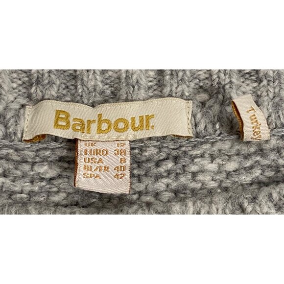 Barbour Womens Malvern patch pocket Crew Sweater Size 8 light Gray textured - Picture 3 of 12